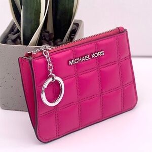 Michael Kors Quilted Coinpouch Small Wallet Dragonfruit